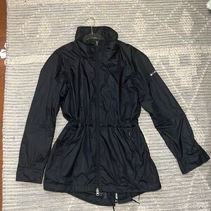 Women’s Black Adjustable Waist Columbia Windbreaker Sports Jacket Size Large
